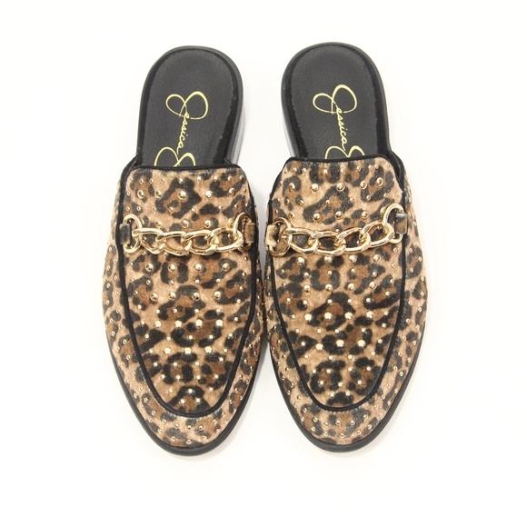 Jessica Simpson Leopard Print Shoes sz 7 Women Slip On Mules - Picture 4 of 8